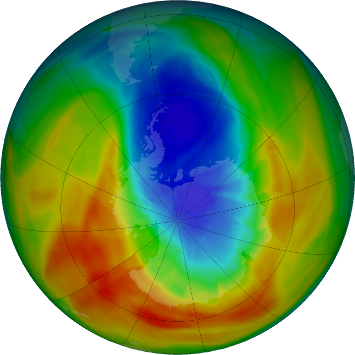 Antarctic ozone map for 17 September 2019